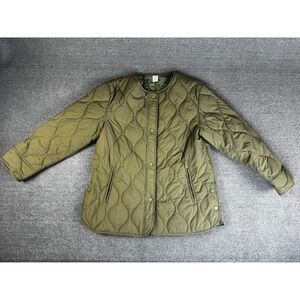 Flygo Jacket Womens Medium Olive Green Quilted Liner Snap Front